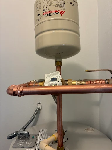 Amtrol pressure tank installed on fresh copper manifold